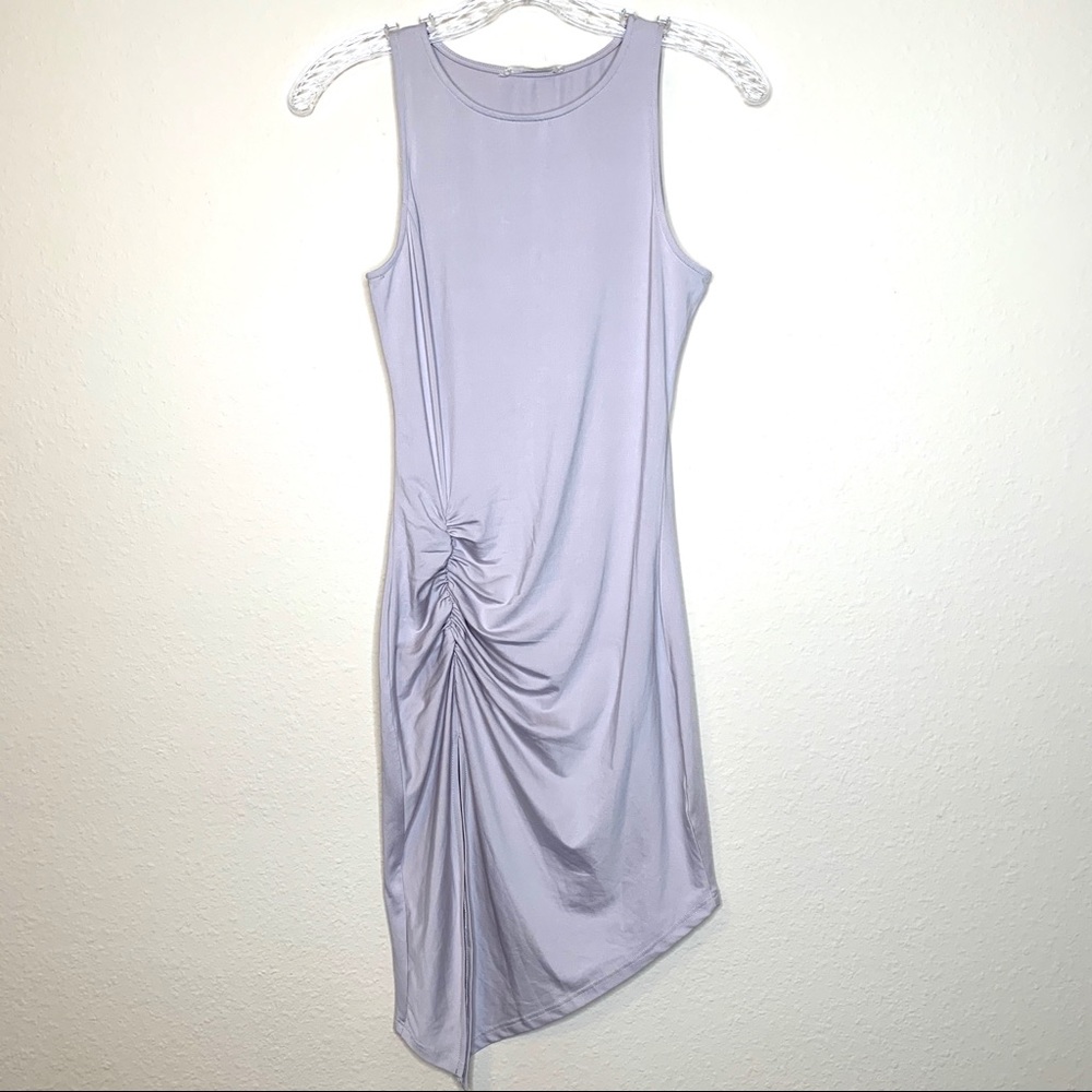 Bone Ruched Asymmetrical Bodycon Split Dress - Picture 5 of 8